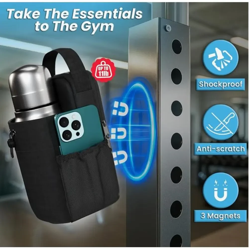 Magnetic Gym Bag Man Woman Magnetic Bottle Bag, Crossbody Gym Water Holder-Black